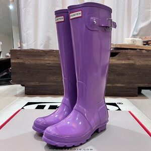 Hunter Original Tour Tall Gloss Purple Winter Rain Boots